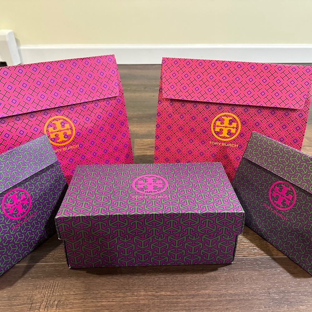 Set of Tory Burch Shopping Bags and Shoe Box